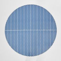 Herringbone  Round Table Outdoor Iron White with blue tiled top