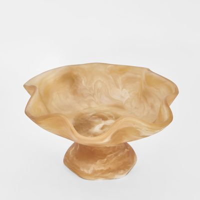Halo Footed Bowl Swirl Resin Toffee