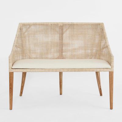 Charlotte Rattan Bench Seat Natural Whitewash