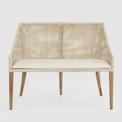 Charlotte Rattan Bench Seat Natural Whitewash