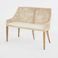 Charlotte Rattan Bench Seat Natural Whitewash