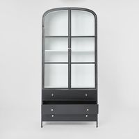 Atlas Glass Doors Cabinet with 3 drawers Black