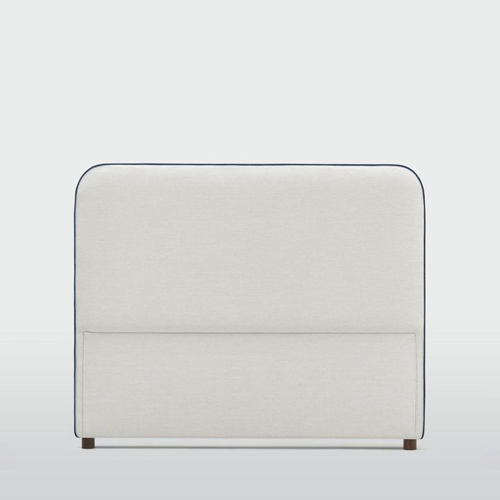 Brighton Bedhead Queen Ivory with Blue piping