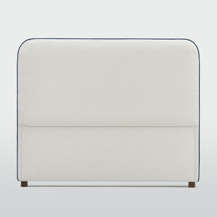 Brighton Bedhead King Ivory with Blue piping