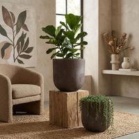 Oyster Lava Planter Large Set of 2 Brown