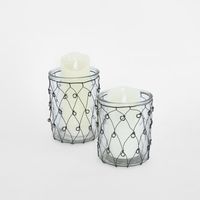 WIRE COVERED CANDLE HOLDER S/2