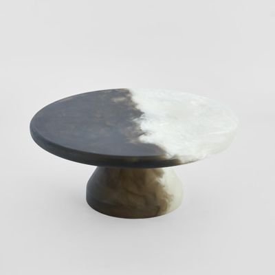 Halo Cake Stand Swirl Resin B&W