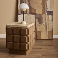 Tondo Travertine Table Lamp