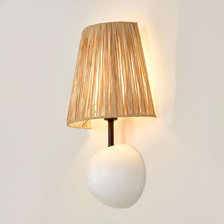 Cove Wall Light Wall Light with Raffia Shade