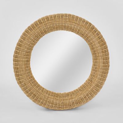 Long Island Mirror  Round Rattan