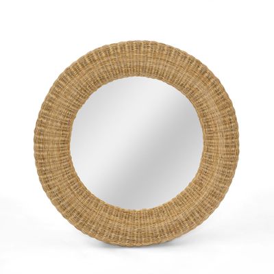 Long Island Mirror  Round Rattan
