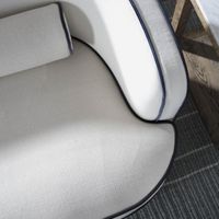 Brighton Hamptons 3 seat sofa Ivory with blue piping