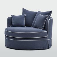Slip Cover Only - Noosa Hamptons Snuggle Chair Navy With White Piping