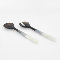 Halo Salad Server Set Swirl Resin B&W
