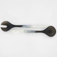 Halo Salad Server Set Swirl Resin B&W