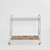 Wira Bar Cart Outdoor Iron White with tiled shelf