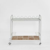 Wira Bar Cart Outdoor Iron White with tiled shelf