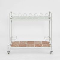 Wira Bar Cart Outdoor White with tiled shelf
