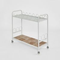 Wira Bar Cart Outdoor Iron White with tiled shelf