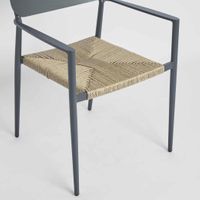 Casper Stackable Dining chair with Arms White & Natural Weave Outdoor