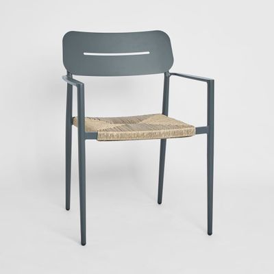 Casper Dining chair with Arms Black & Natural Weave Outdoor