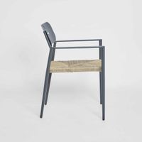 Casper Stackable Dining chair with Arms White & Natural Weave Outdoor