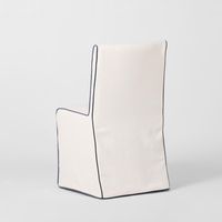 Slip Cover Only - Clifton Dining Chair  Ivory W/ Navy Piping
