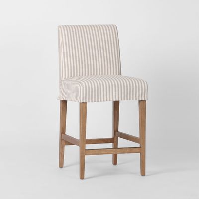 Clifton Counter Stool Slip Cover Beige Stripe