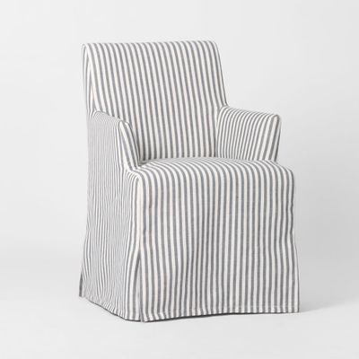 Clifton Dining Chair w/Arms Slip Cover Blue Stripe