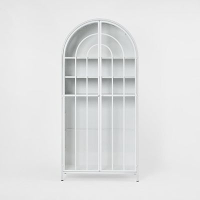 Hamptons  Arched Glass Doors Cabinet White
