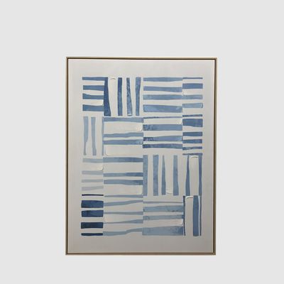 Blue Lines Textured Canvas Wall Art 90x120cm