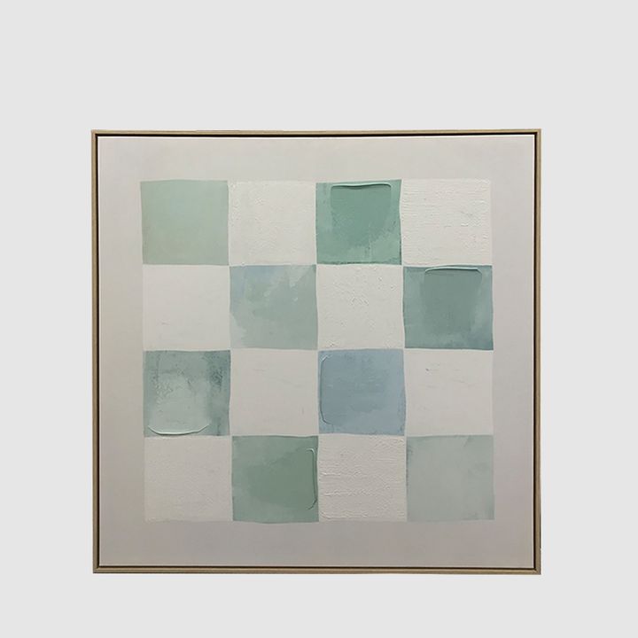 Blue Geometric Textured Canvas Wall Art 100x100cm