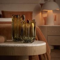 Solenne Handblown Glass Vase Amber & Green Ombre