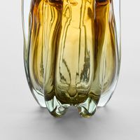 Solenne Handblown Glass Vase Amber & Green Ombre