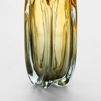 Solenne Handblown Glass Vase Amber & Green Ombre Large