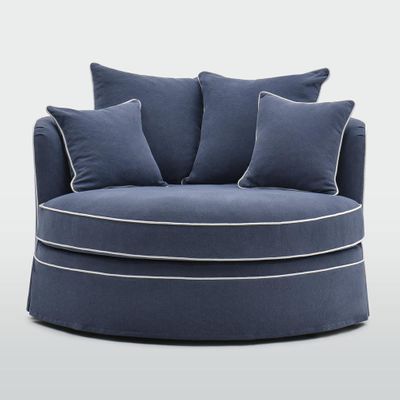 Noosa Hamptons Snuggle Chair Navy with White piping