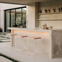 Wira Counter Stool Outdoor Terracotta/White Stripe Cushion