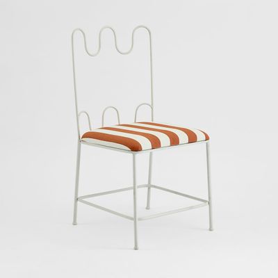 Wira Dining Chair Outdoor Iron Terracotta/White Stripe Cushion