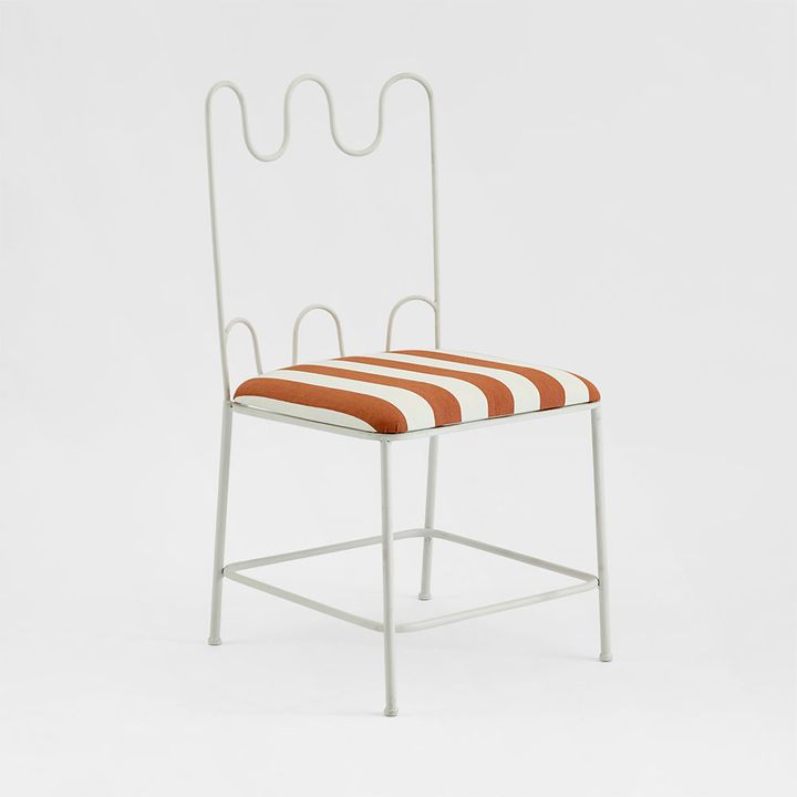 Wira Dining Chair Outdoor Terracotta/White Stripe Cushion