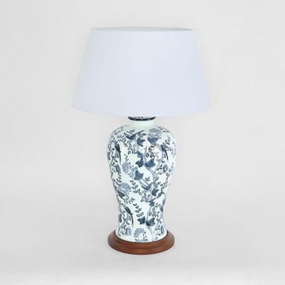 Ashleigh Ceramic Blue & White Table Lamp & Shade