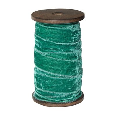 Fray Velvet Ribbon Emerald Green 10m
