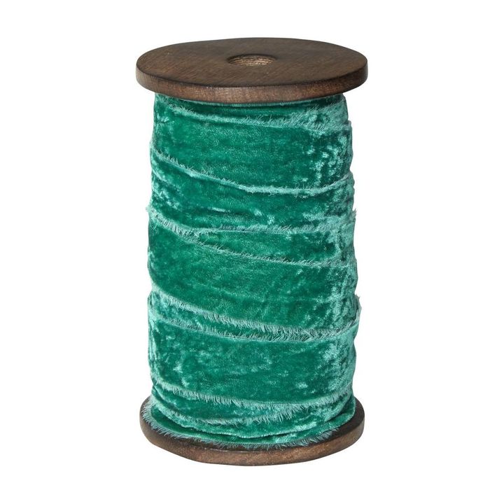 Fray Velvet Ribbon Emerald Green 10m