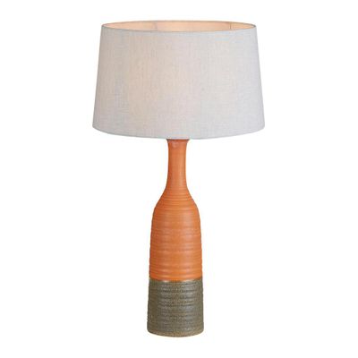 Potters Table Lamp Base Small Orange and Brown- Base Only