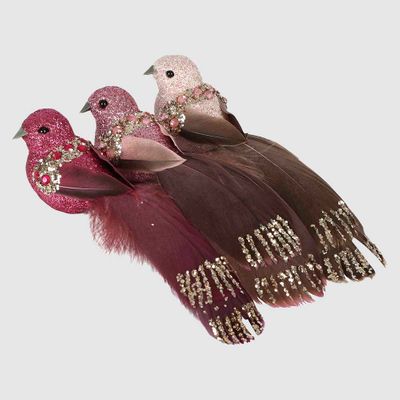 Joule Boxed Set of Three Clip on Birds Pink