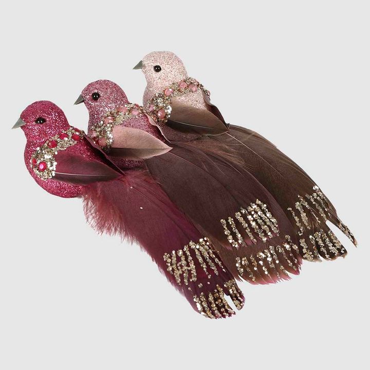 Joule Boxed Set of Three Clip on Birds Pink