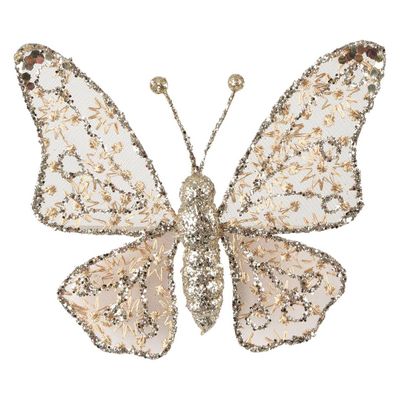Amal Lace Clip on Butterfly Champagne