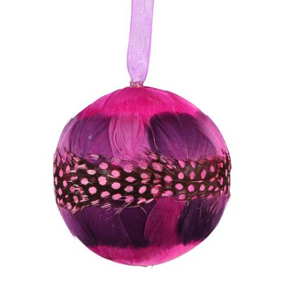 Flamin Feather Bauble Fuchsia Stripe
