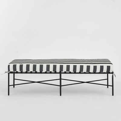 Sheffield Bench Outdoor Iron B/W Stripe Cushion