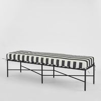 Sheffield Bench Outdoor Iron B/W Stripe Cushion