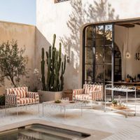 Wira Arm Chair Outdoor Terracotta/White Stripe Cushions